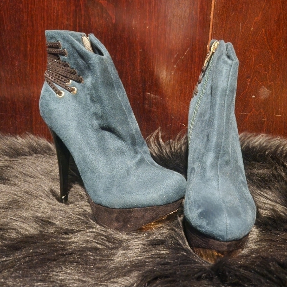 Luichiny Hunter Green Stiletto Platform Booties